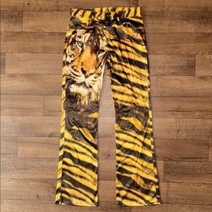 Y2K Jane Doe Jeans NO SIZE Tiger Animal Print Satin Pants Gold Studded 90s Sexy